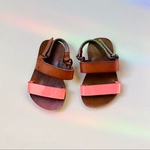 Teeny Toes faux leather brown and pink Sandals (4)
